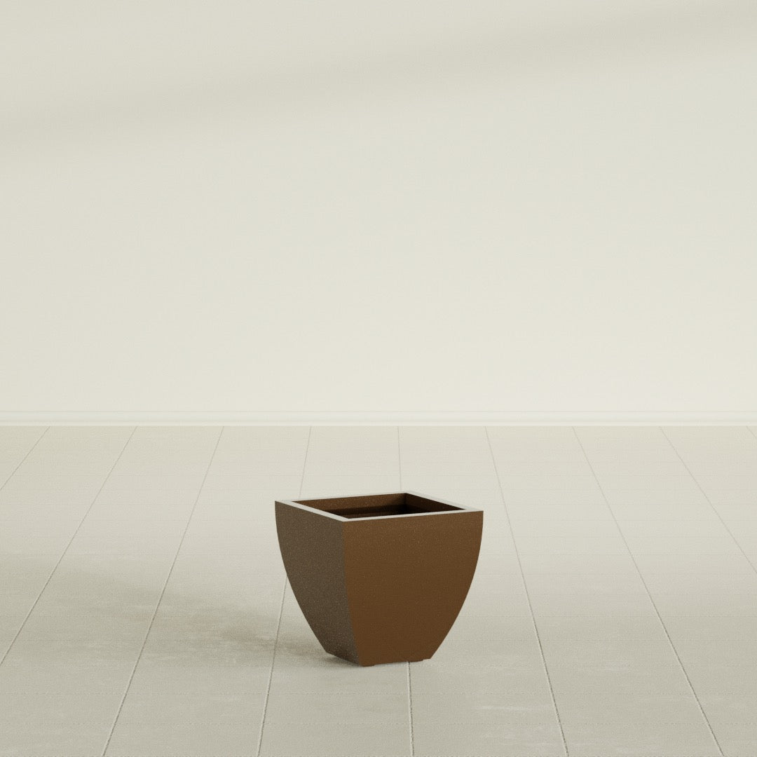Lima Tapered Square Planter in Metallic Bronze, 12", shown empty