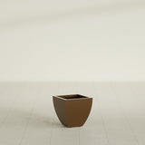 Lima Tapered Square Planter in Metallic Bronze, 12", shown empty