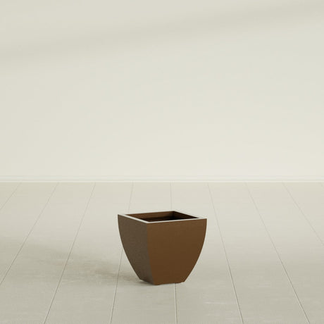 Lima Tapered Square Planter in Metallic Bronze, 12", shown empty