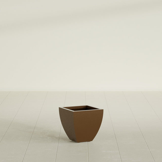 Lima Tapered Square Planter in Metallic Bronze, 12", shown empty