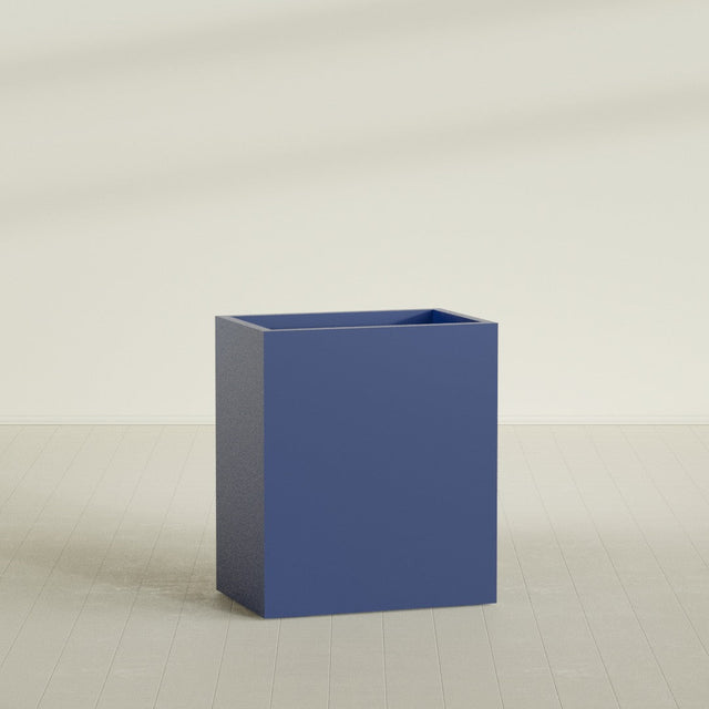 Darwin Rectangular Planter in Matte Cobalt Blue, 36"L × 24"D × 42"H, shown empty