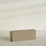 Panama Tapered Rectangular Planter in Gloss Metallic Gold, 48"L × 12"D × 18"H, shown empty
