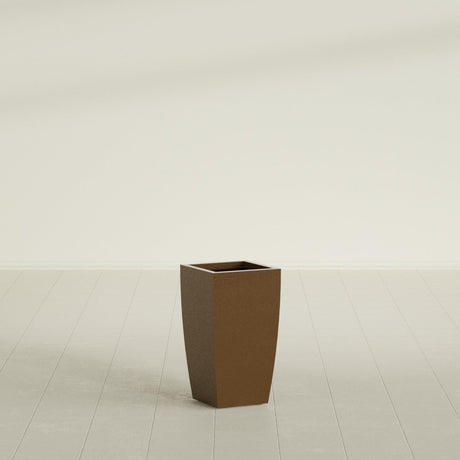 Toulan Tapered Square Planter in Metallic Bronze, 12"W × 22"H, shown empty