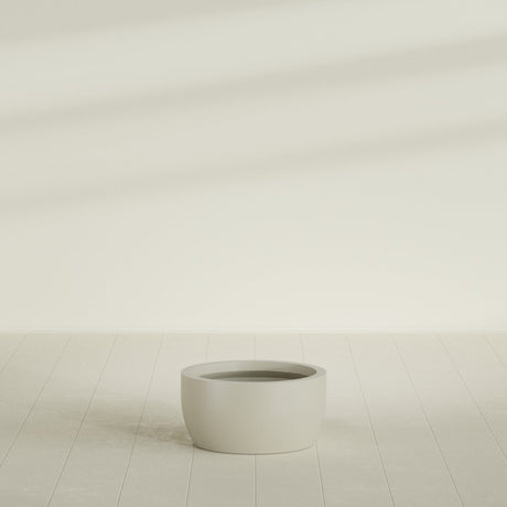 Casablanca Bowl Planter in Satin Beige, 24"D × 12"H, shown empty