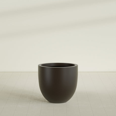 Alzira Bowl Planter in Matte Dark Brown, 30"D × 28"H, shown empty
