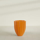 Alicante Fluted Planter in Gloss Tangerine, 22"D × 27"H, shown empty