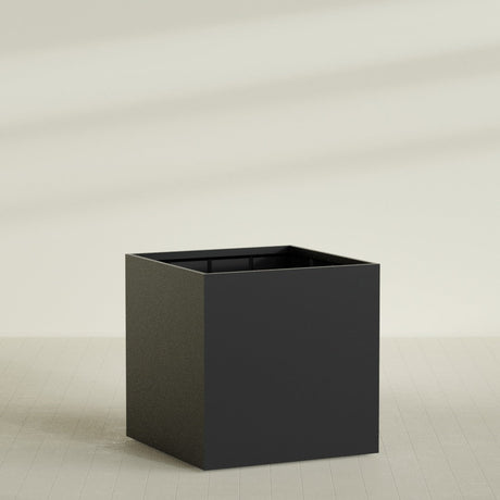 Montroy Cube Planter in Matte Black, 60", shown empty