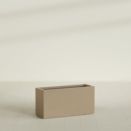 Tolga Rectangular Planter in Gloss Metallic Gold, 48"L × 16"D × 24"H, shown empty