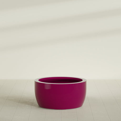 Casablanca Bowl Planter in Gloss Eggplant, 36"D × 18"H, shown empty