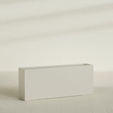 Hollywood Narrow Rectangular Planter in Satin Beige, 60"L × 12"D × 24"H, shown empty