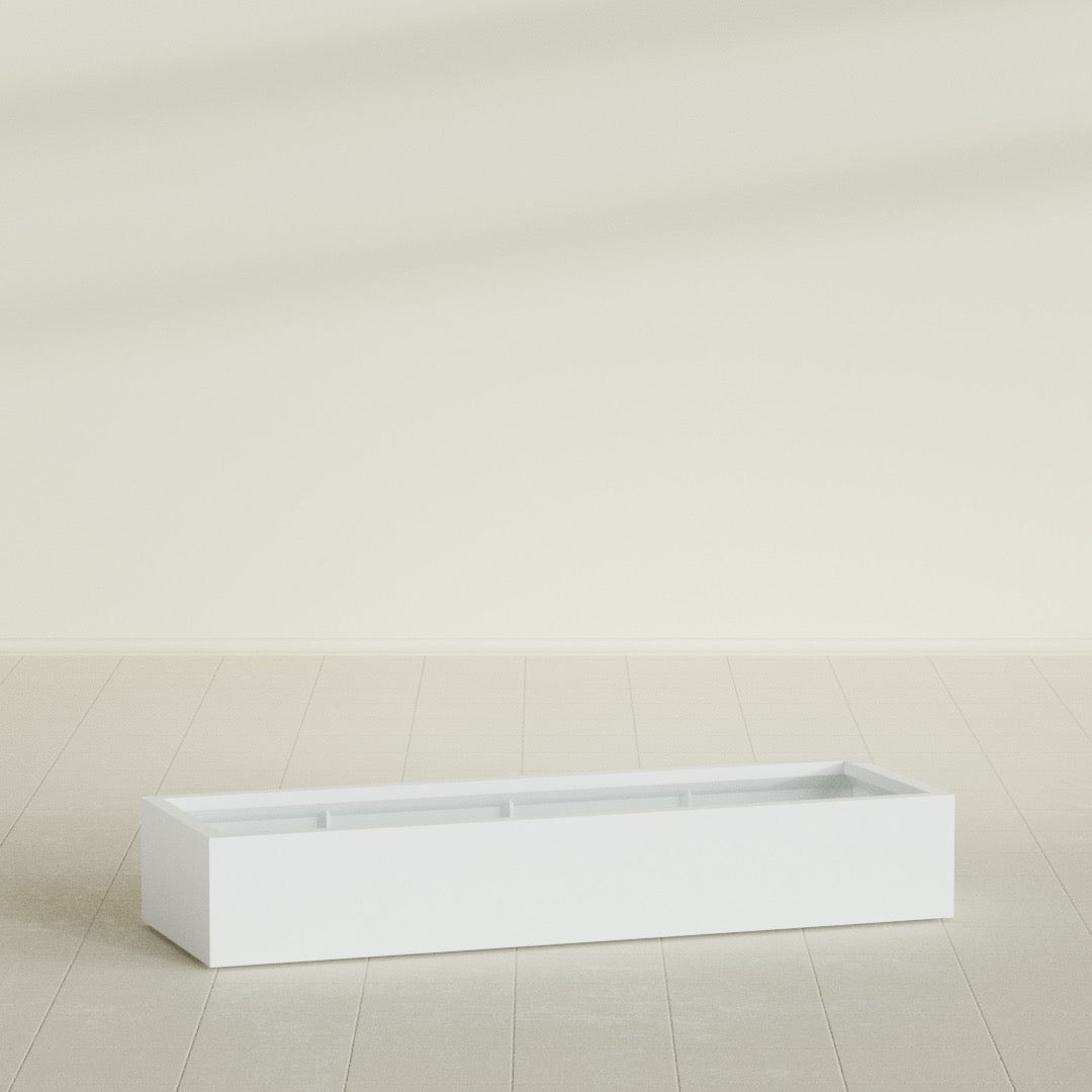 Antwerp Rectangular Planter in Matte Bright White, 72"L × 24"D × 12"H, shown empty