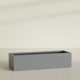 Torino Wide Rectangular Planter in Matte Gunmetal, 72"L × 24"D × 18"H, shown empty