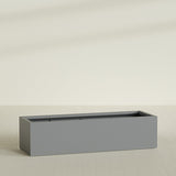 Torino Wide Rectangular Planter in Matte Gunmetal, 72"L × 24"D × 18"H, shown empty