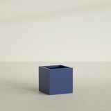 Montroy Cube Planter in Matte Cobalt Blue, 24", shown empty
