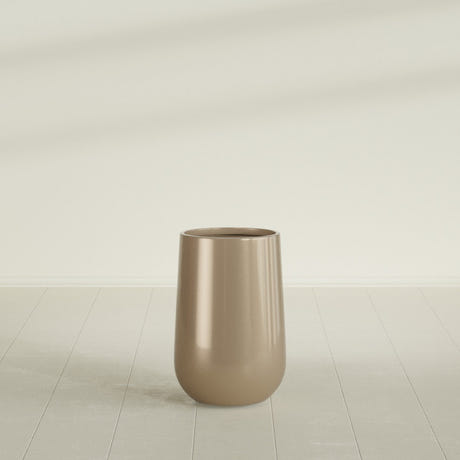 Hayden Urn Planter in Gloss Metallic Gold, 12"D × 20"H, shown empty