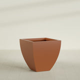 Lima Tapered Square Planter in Matte Terra Cotta, 30", shown empty