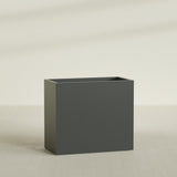 Darwin Rectangular Planter in Matte Charcoal, 48"L × 24"D × 42"H, shown empty