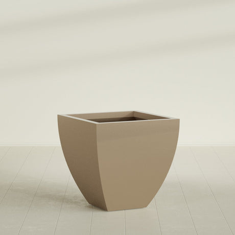 Lima Tapered Square Planter in Gloss Metallic Gold, 30", shown empty