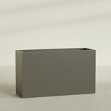 Darwin Rectangular Planter in Matte Bronze, 72"L × 24"D × 42"H, shown empty