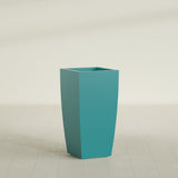 Toulan Tapered Square Planter in Satin Seafoam Green, 18"W × 36"H, shown empty