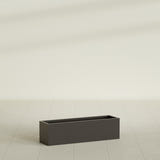 Monaco Rectangle Planter in Matte Dark Brown, 26"L, shown empty