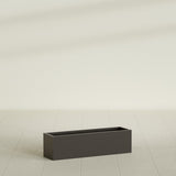 Monaco Rectangle Planter in Matte Dark Brown, 26"L, shown empty