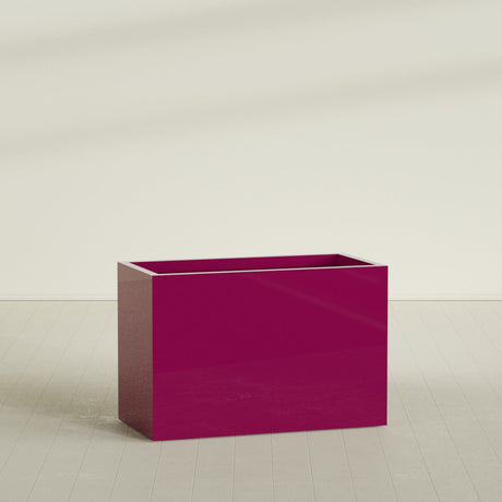 Brisbane Rectangular Planter in Gloss Eggplant, 48"L × 24"D × 32"H, shown empty