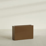 Milano Narrow Rectangular Planter in Metallic Bronze, 36"L × 10"D × 24"H, shown empty