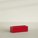 Cuba Low Rectangular Planter in Gloss Red, 36"L × 14"D × 12"H, shown empty