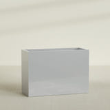Darwin Rectangular Planter in Metallic Silver, 60"L × 24"D × 42"H, shown empty