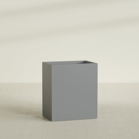 Darwin Rectangular Planter in Matte Gunmetal, 36"L × 24"D × 42"H, shown empty