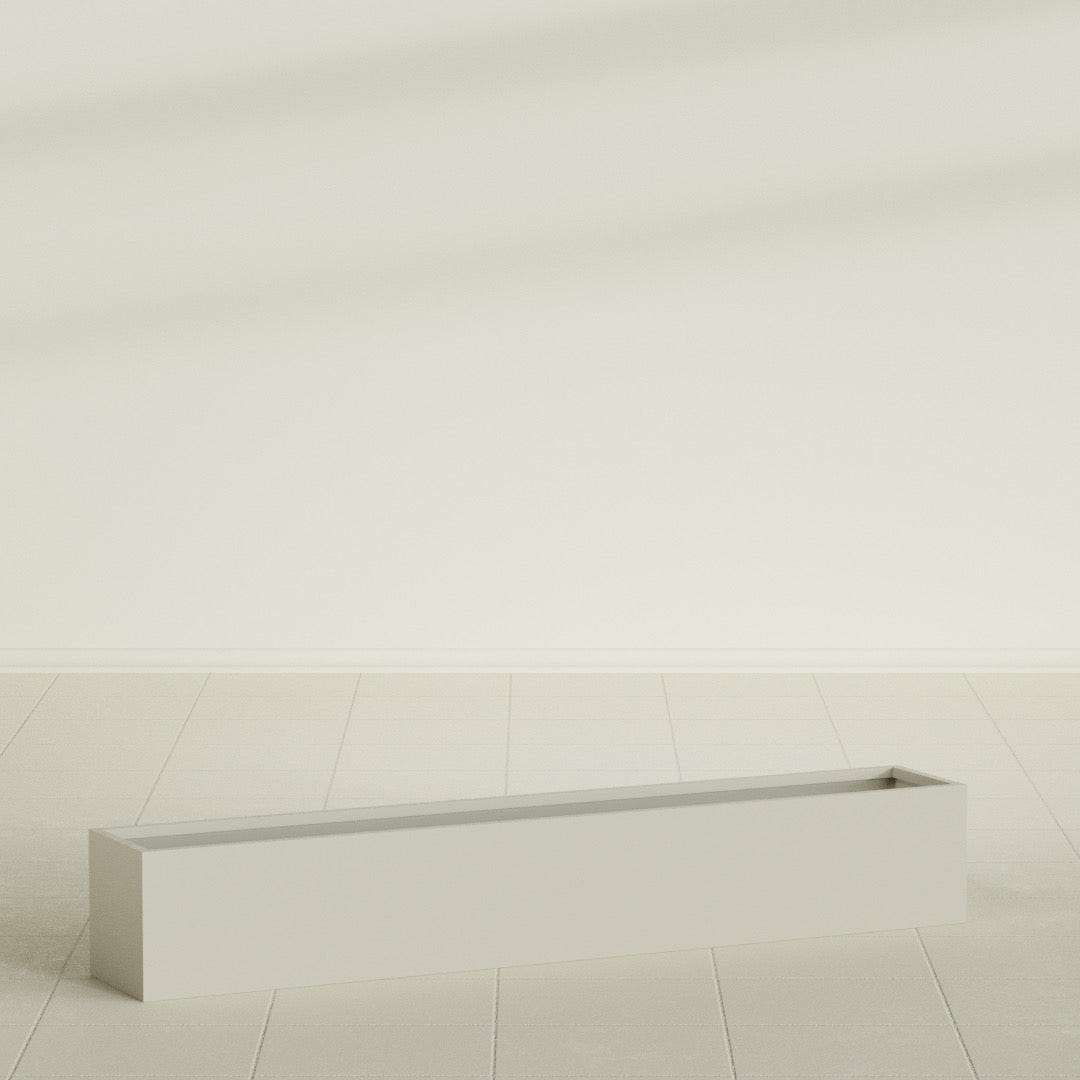 Monaco Rectangle Planter in Satin Beige, 44"L, shown empty