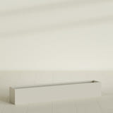 Monaco Rectangle Planter in Satin Beige, 44"L, shown empty