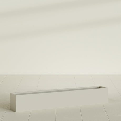 Monaco Rectangle Planter in Satin Beige, 44"L, shown empty