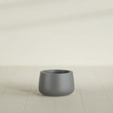 Short Hayden Bowl Planter in Matte Gunmetal, 12"D × 7"H, shown empty