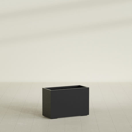 Tolga Rectangular Planter in Matte Black, 36"L × 16"D × 24"H, shown empty