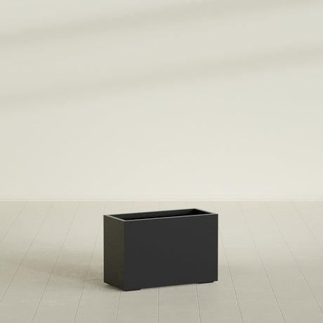 Tolga Rectangular Planter in Matte Black, 36"L × 16"D × 24"H, shown empty