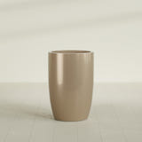 Lisbon tall round tapered fiberglass planter in Gloss Metallic Gold, 24 in diameter, 36 in high, shown empty