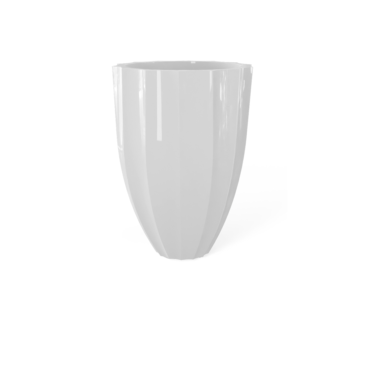 Alicante fluted fiberglass planter in Gloss Bright White
