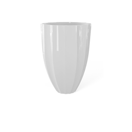 Alicante fluted fiberglass planter in Gloss Bright White