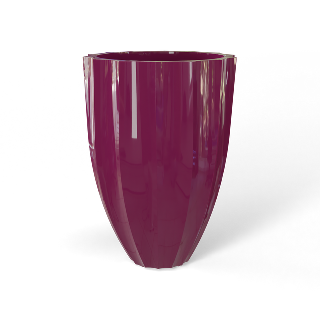 Alicante fluted fiberglass planter in Gloss Bright White, studio render