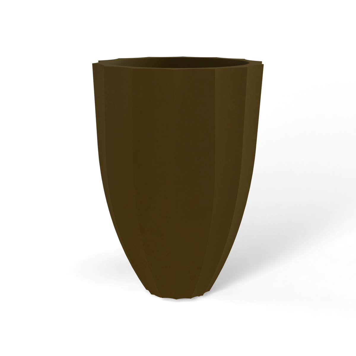 Alicante fluted fiberglass planter in Gloss Eggplant, studio render