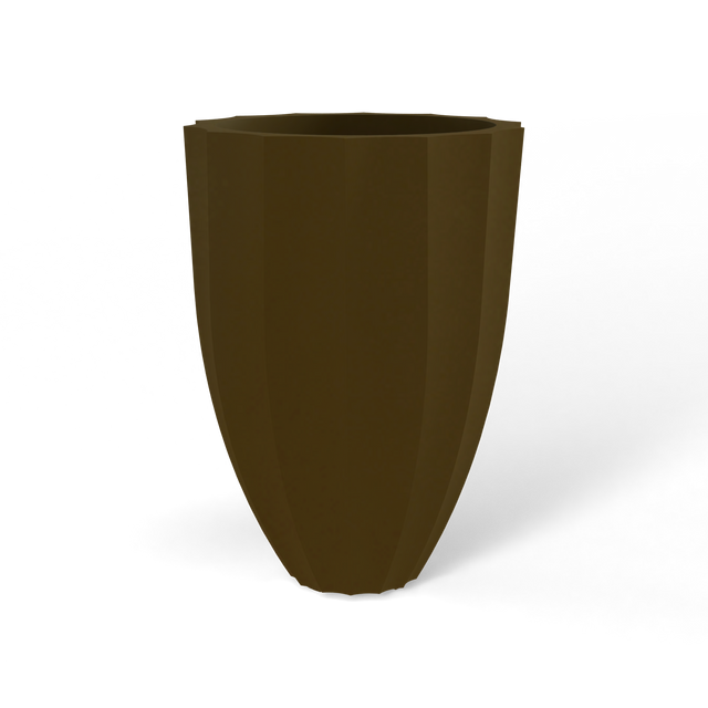 Alicante fluted fiberglass planter in Gloss Eggplant, studio render