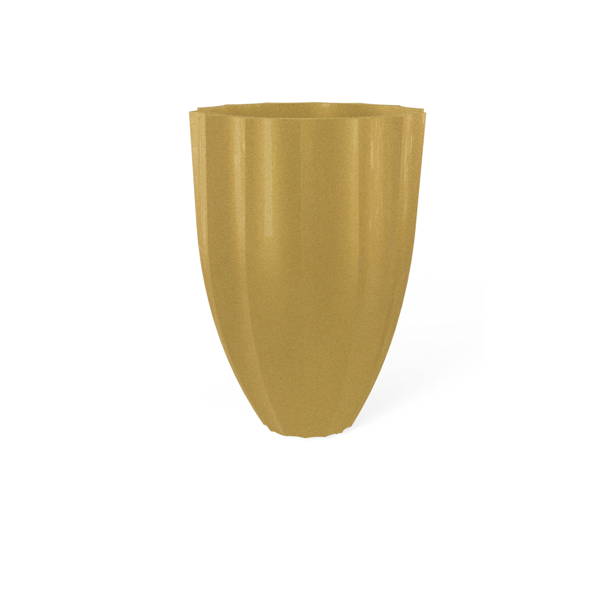 Alicante fluted fiberglass planter in Gloss Metallic Gold