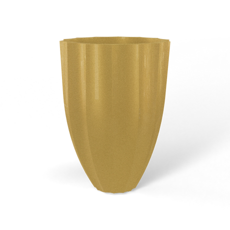 Alicante fluted fiberglass planter in Gloss Metallic Gold, studio render