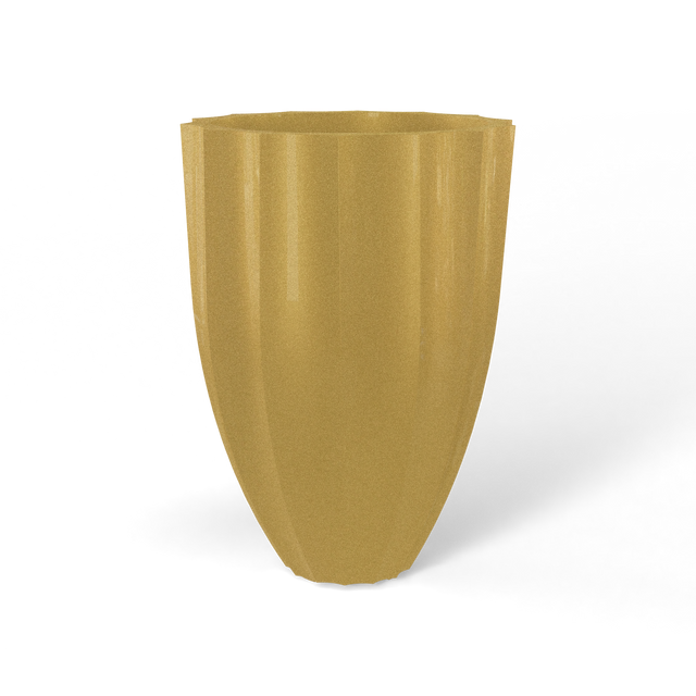 Alicante fluted fiberglass planter in Gloss Metallic Gold, studio render