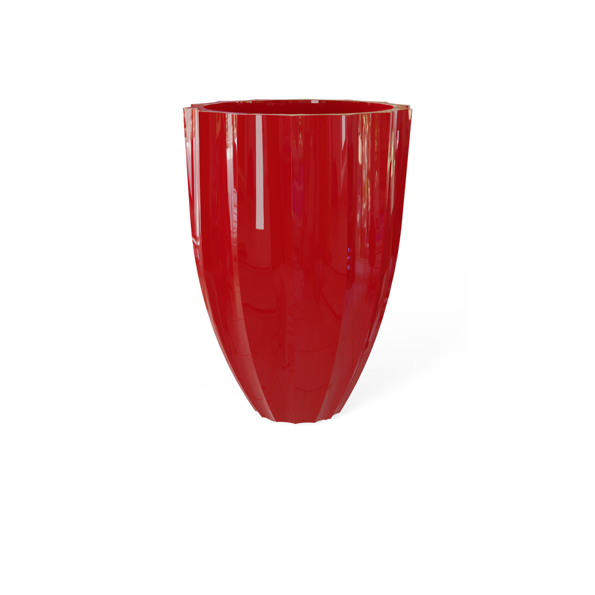 Alicante fluted fiberglass planter in Gloss Red