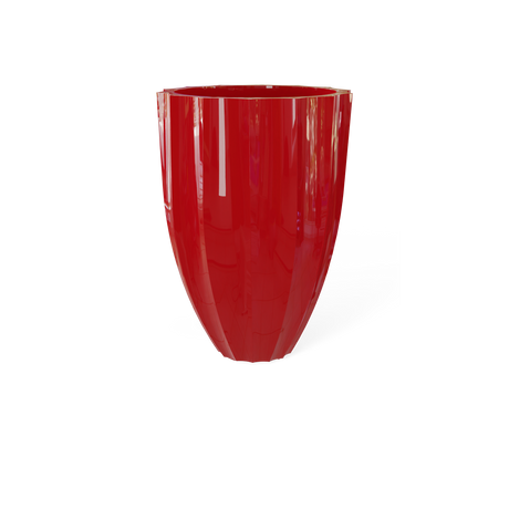 Alicante fluted fiberglass planter in Gloss Red