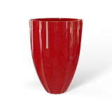 Alicante fluted fiberglass planter in Gloss Red, studio render