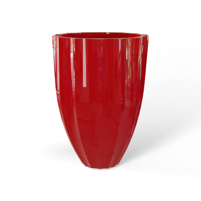 Alicante fluted fiberglass planter in Gloss Red, studio render